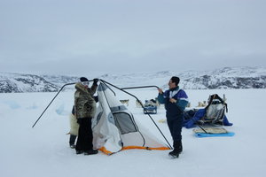 ready to camp on the ice/snow for our second night