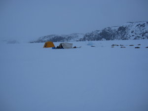 our camp on the frozen fjord