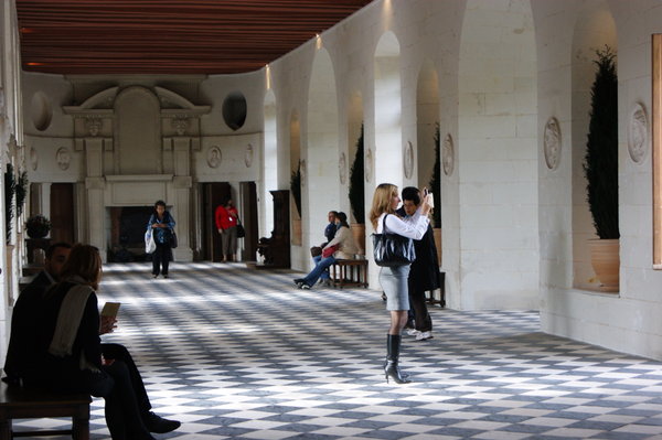 in the main hall of Chenonceau