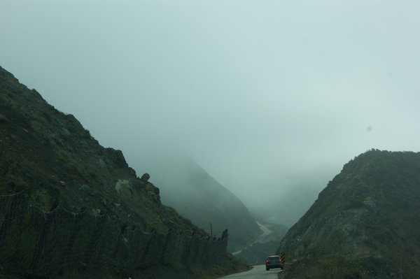 the bending road...the fog...