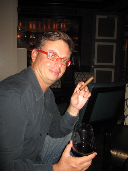 Little cigar, little shiraz at Andre in the Monte Carlo