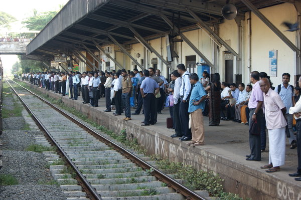 commuters to Colombo...in packed trains...