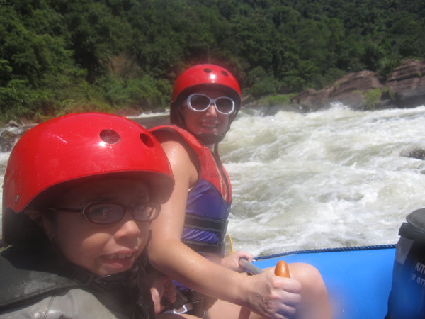 after the little rapid...Tiffany is still far away from being in love with rafting...