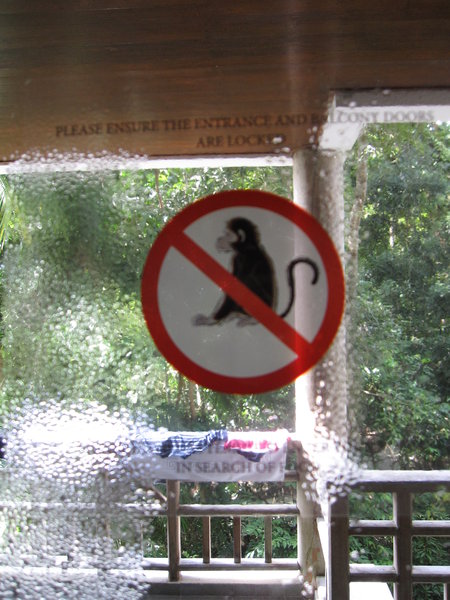 bad quality pic....but they mean it...be careful of the monkeys in the room...