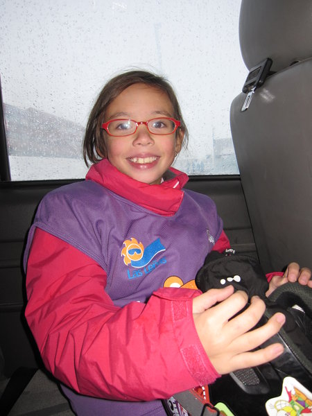 Tiffany, happy after her first day of skiing....