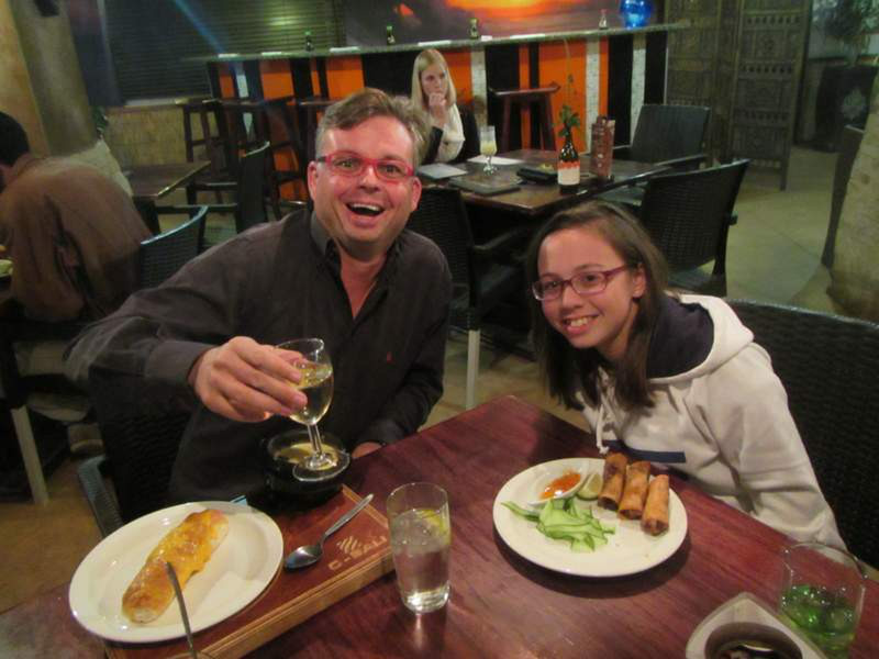 There is always great food and decent wine around....and a huge smile from Tiffany!