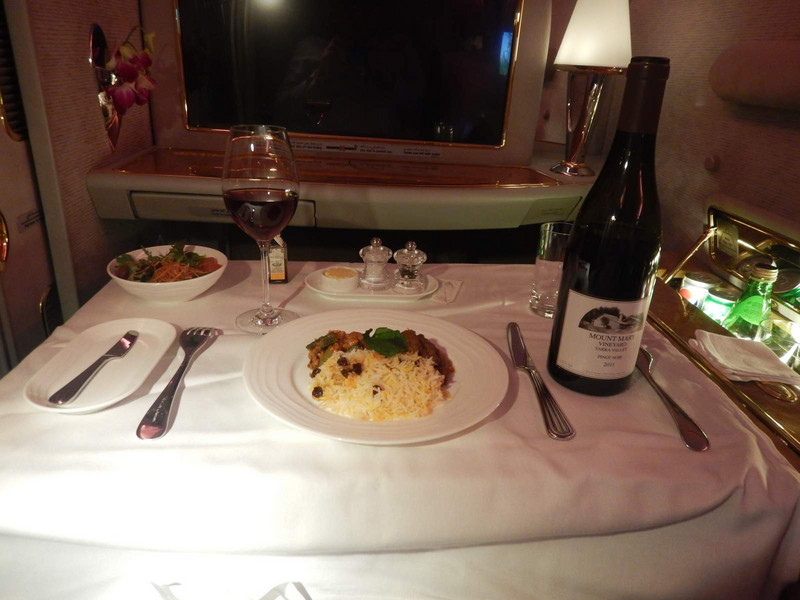 First class is not great for the food....but it is when it comes to the wine list!