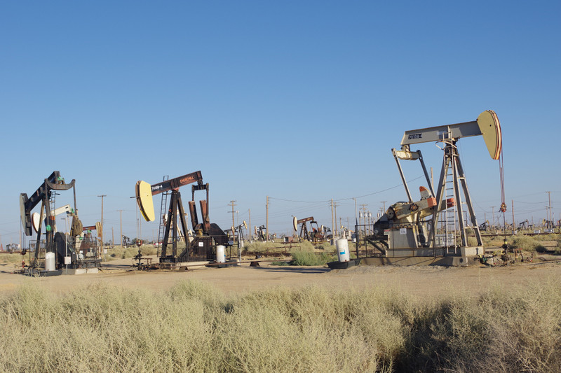 Near Bakersfield, oil fields...