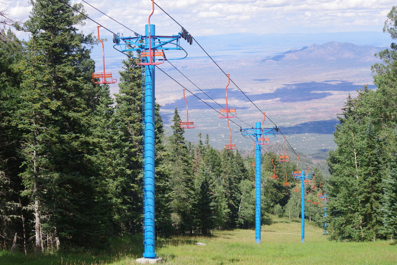 There is skiing in the winter here...but have a closer look at the ski lifts!