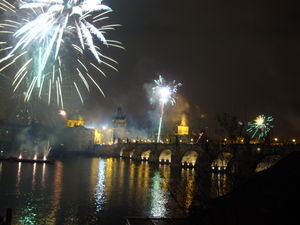NYE Fireworks over the Charles Bridge