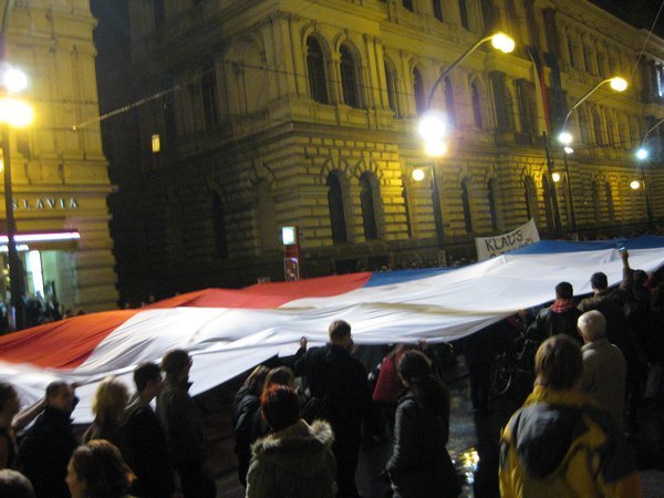 Marching with the Czech Flag