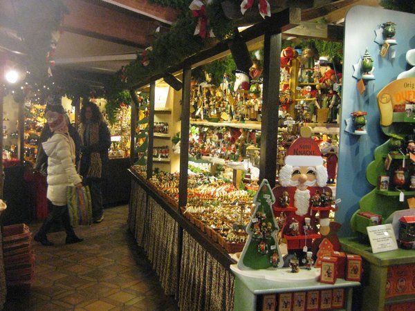 Inside one of the many Christmas shops