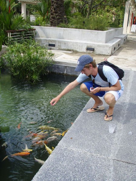 Luke feeding the fish
