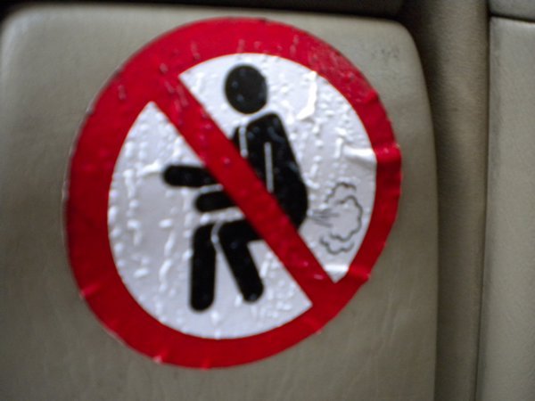 The sign in our Taxi!