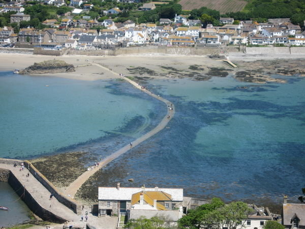 The view of the causeway from the top of St Michael's Mount