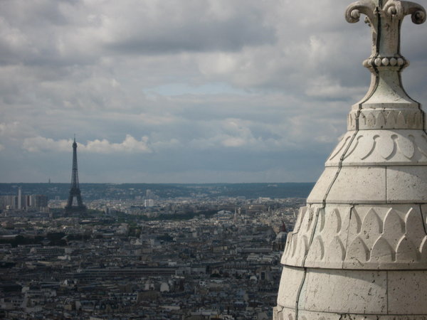 View of Paris and the Eiffel Tower from the rooftop of Sacre Coeur