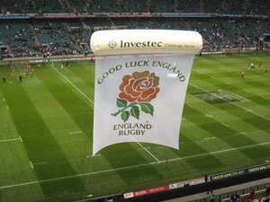 England banner takes over the pitch at Twickenham