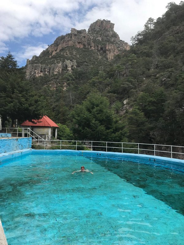 Swimming in the large pool 