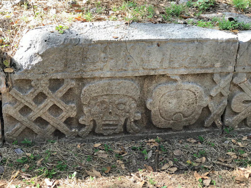 Uxmal - skull and bone motif in the cemetery 