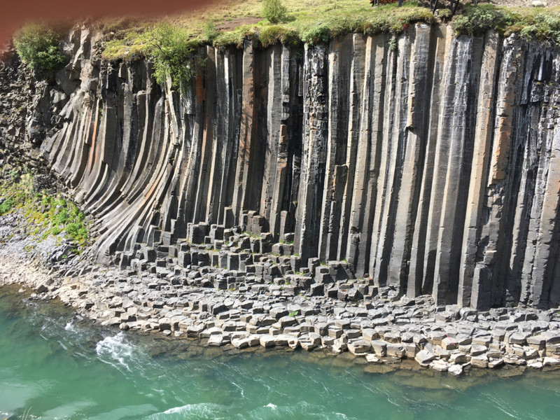 Hexagonal basalt columns in the canyon