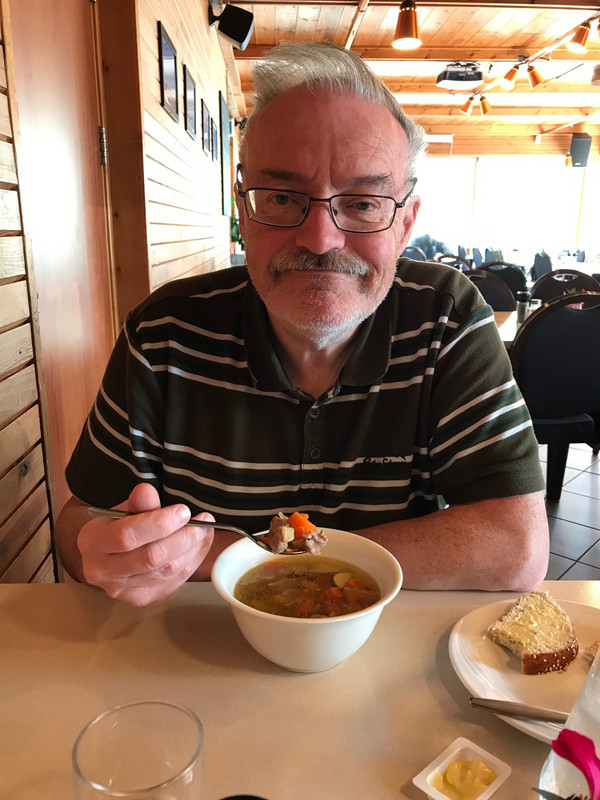 Ian samples Icelandic meat soup 