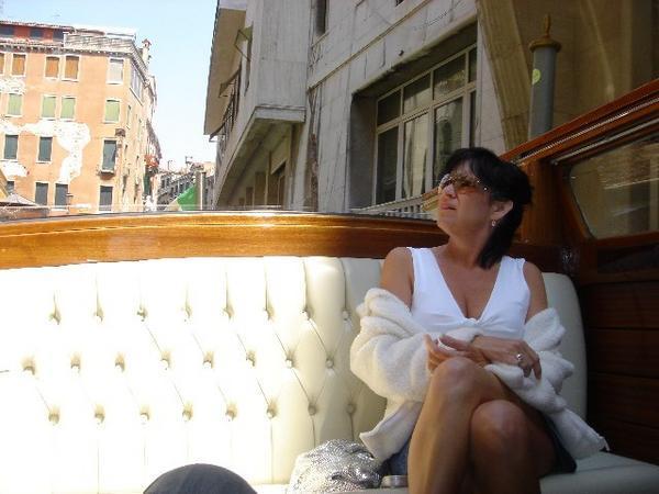 My Lovely Wife in the Back of Our Water Taxi