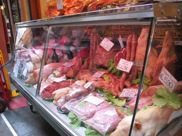 Meat market in Bologna