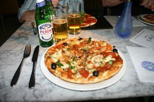 Pizza and Italian beer