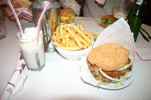 Veggie Burger, Fries and Oreo Shake