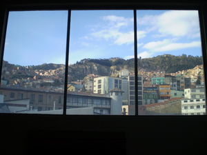 La Paz- yep this is a real (pretty)pic, through a window...