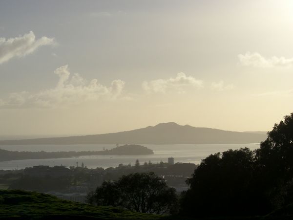 Early morning view on Rangitoto Island from Mt Eden