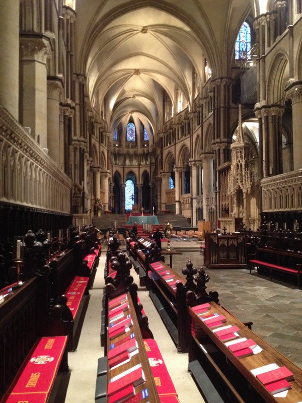 Cathedral Quire where we have heard Evensong 3 nights