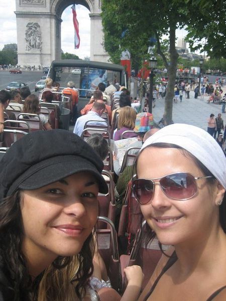 Us on bus tour around Paris