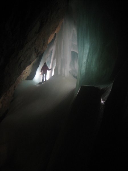 Our guide lighting up a section of the cave