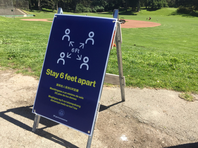 Social Distance sign in GG park