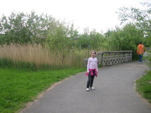 Lauren walkin along the wetlands path