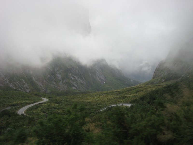 Driving down the Milford Sound Road