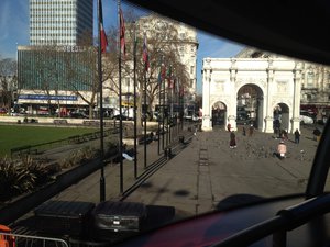Marble Arch, view from double decker bus