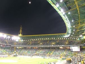 Stadium lights and the moon