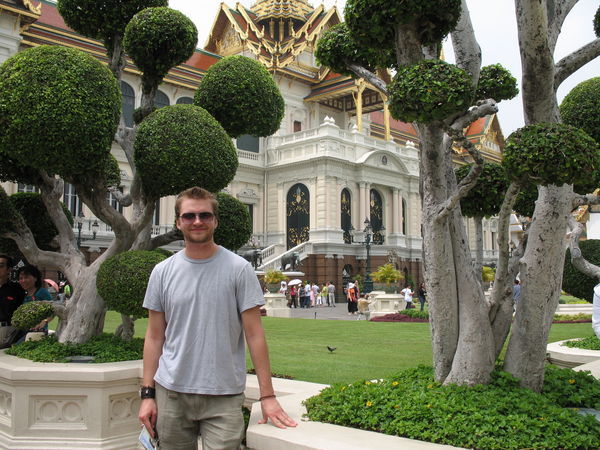 Paul and shrubs at the Grand Palace