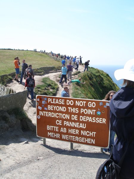 Warning at Cliffs of Moher
