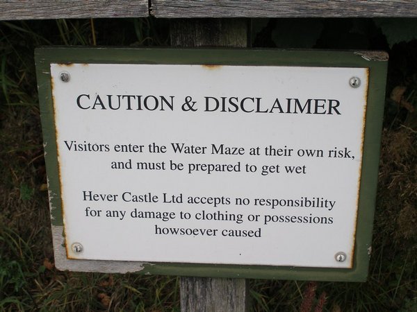 Water Maze Disclaimer