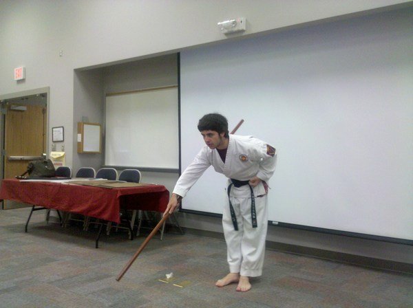 David demonstrates the art of Karate