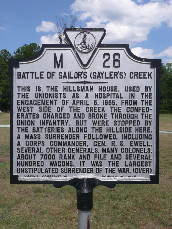 Battle of Sailor's Creek Historical Marker
