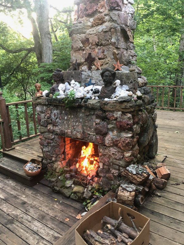 Beautiful outdoor fireplace