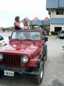 big red jeep
