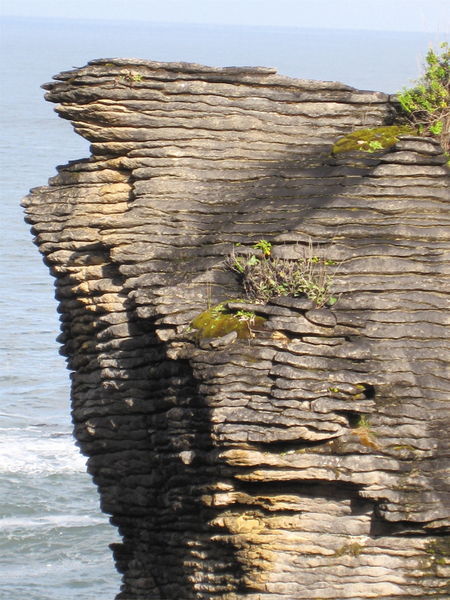 Closer view of Pancake Rocks
