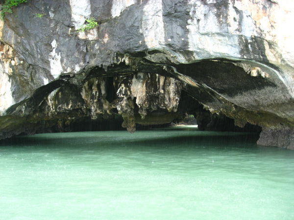 Cave through an island