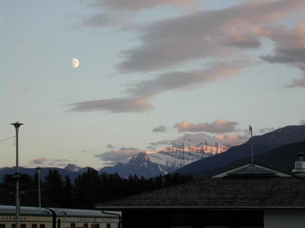 Moonrise over Mount Robson. 