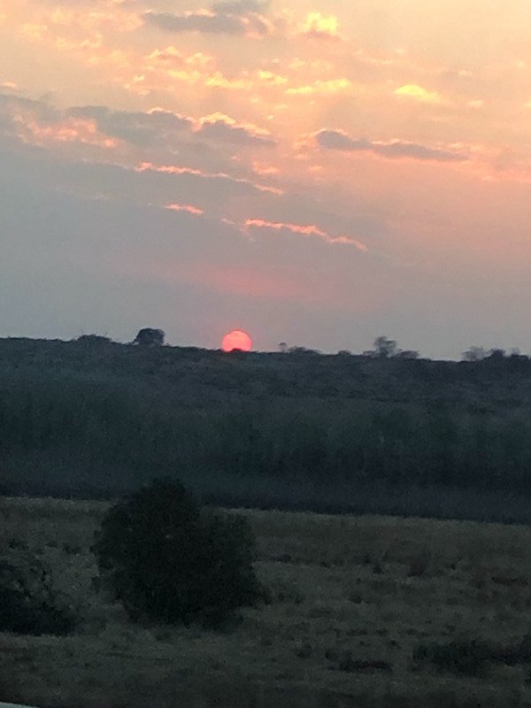South African sunset from car